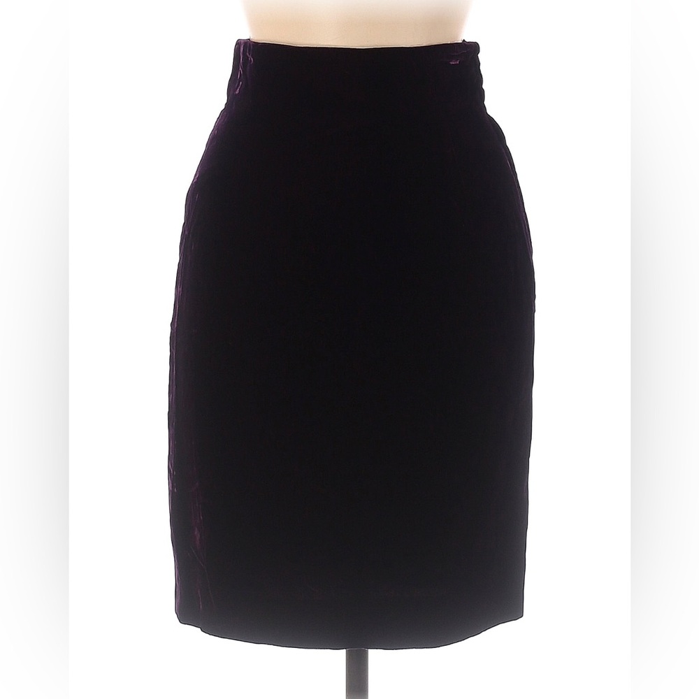 Katharine Hamnett London Dark Purple Crushed Velvet High Waist Pencil Skirt